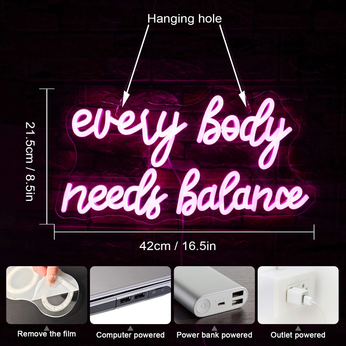 Every Body Needs Balance – LED-neonkyltti (5 V USB)