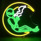 Måne och rökande utomjording – LED-neonskylt (5 V USB)