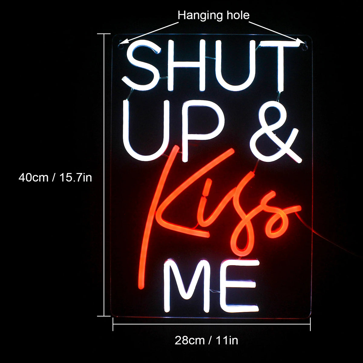 Shut Up & Kiss Me – LED-neonkyltti (5 V USB)
