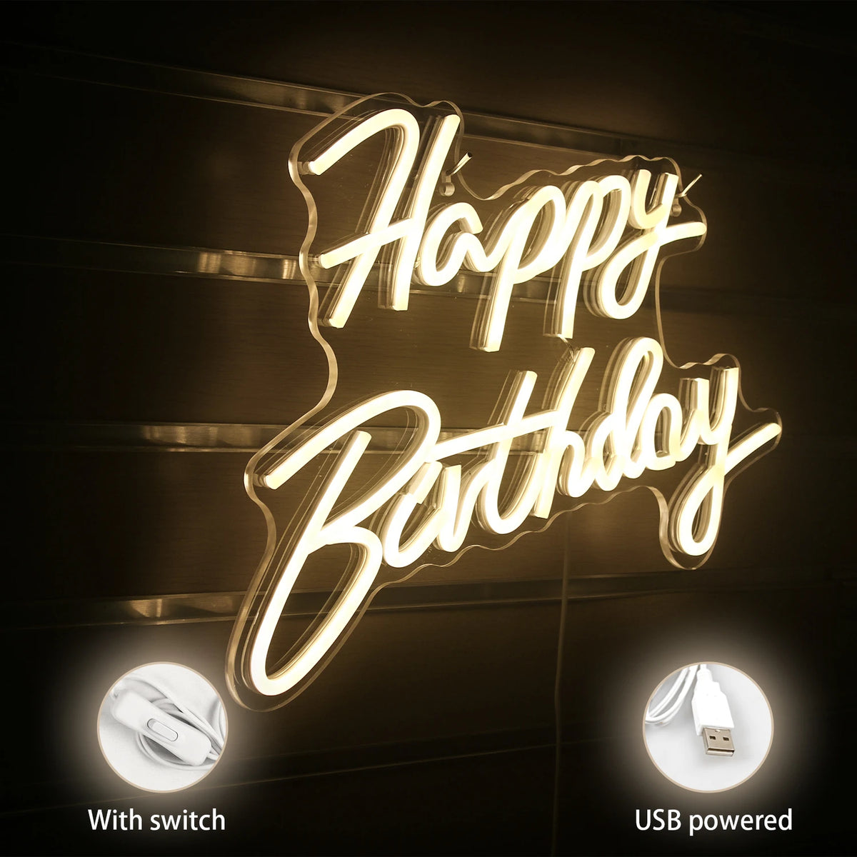 Happy Birthday – LED-neonkyltti (5 V USB)