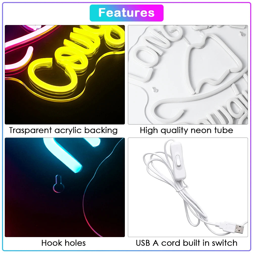 LONG LIVE Cowgirls – Cowboyhattu – LED-neonkyltti (5 V USB)