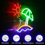 Beach Sun – LED-neonkyltti (5 V USB)