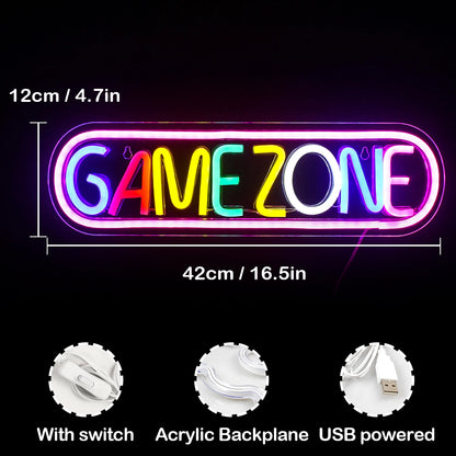 Colorful Game Zone 5V Mini USB LED Neon Sign - Budget Friendly