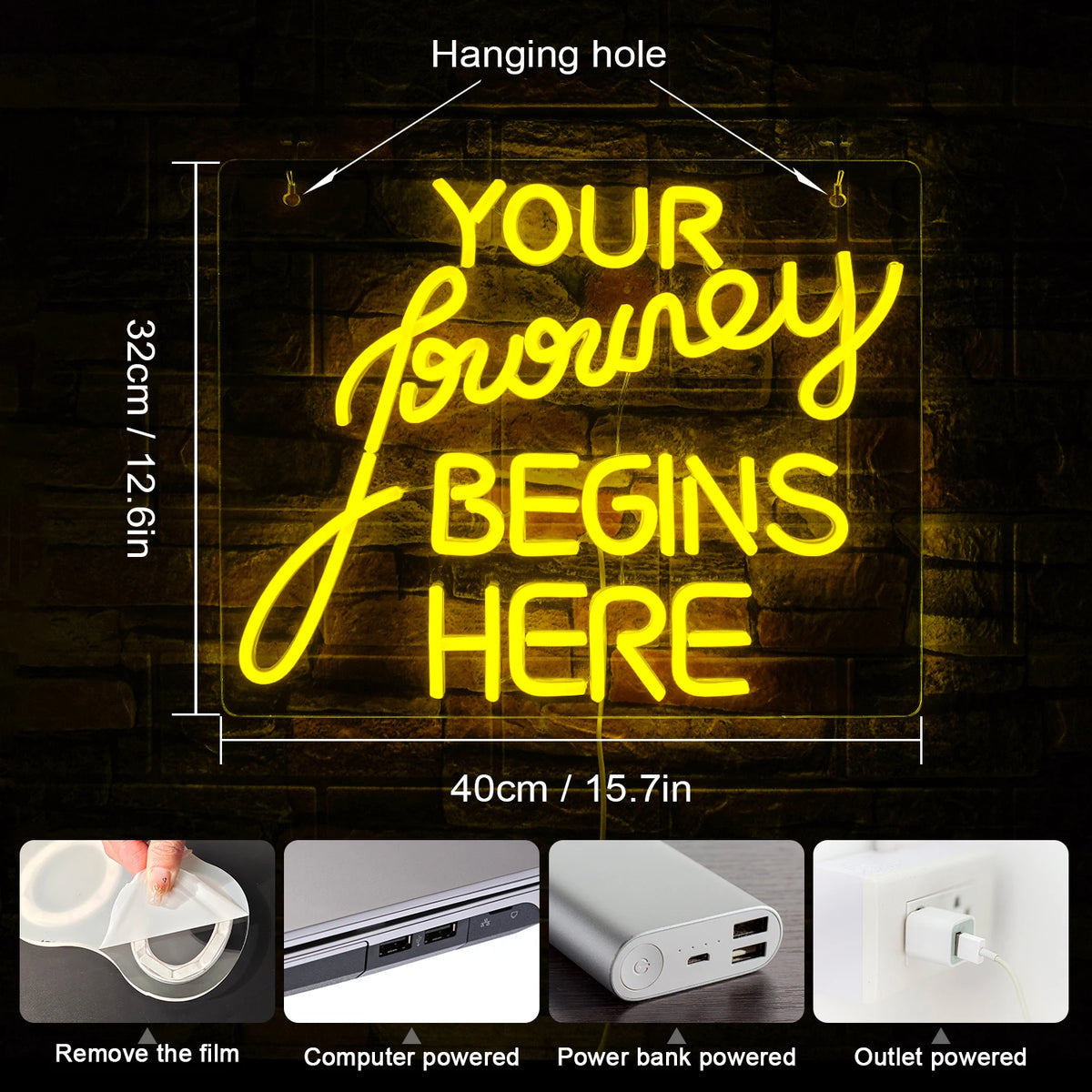 Your Journey Begins Here – LED-neonkyltti (5 V USB)