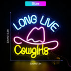 LONG LIVE Cowgirls – Cowboyhattu – LED-neonkyltti (5 V USB)