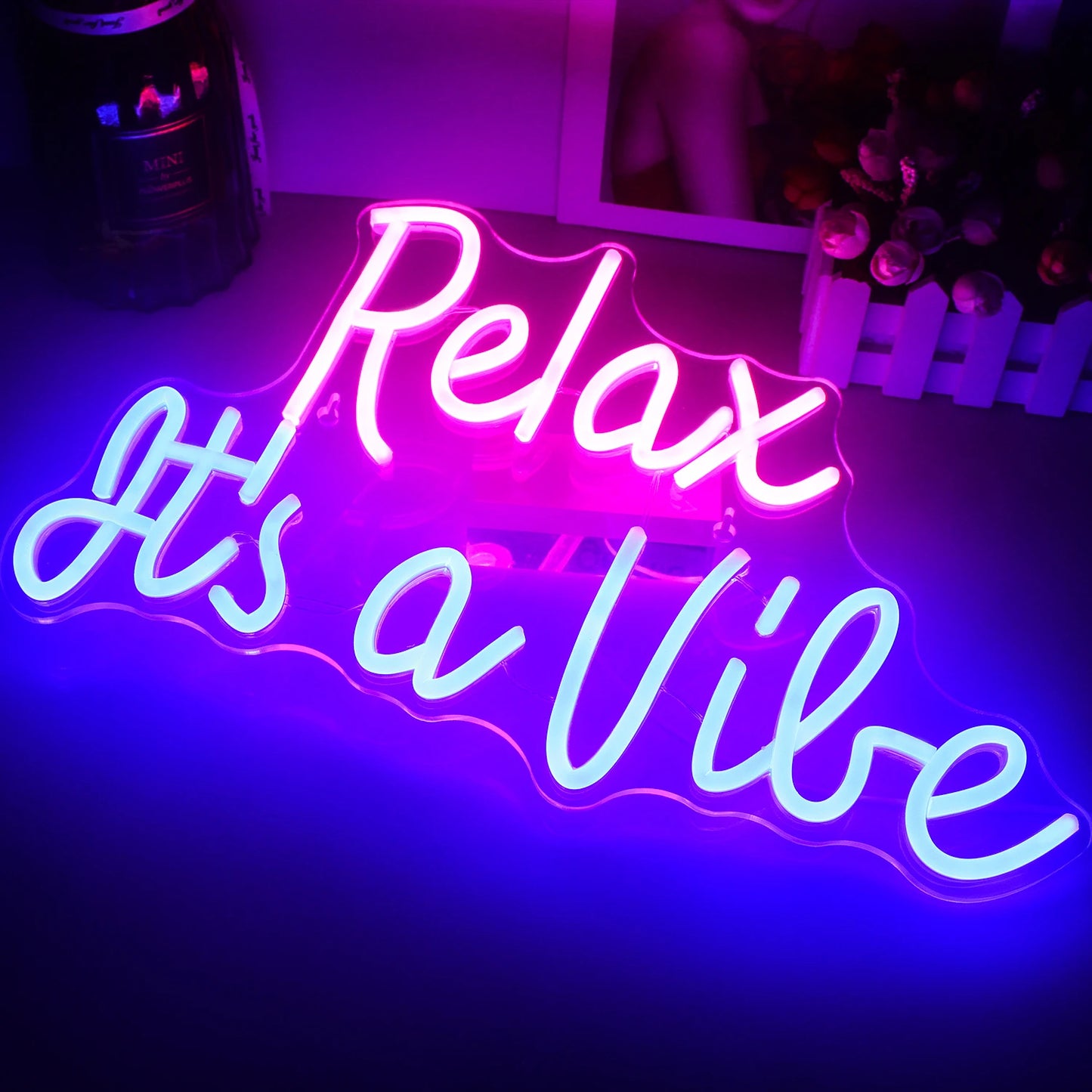 Relax It's a Vibe 5V Mini USB LED Neon Sign - Budget Friendly