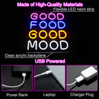 Good Food Good Mood – LED-neonvalomainos (5 V USB)