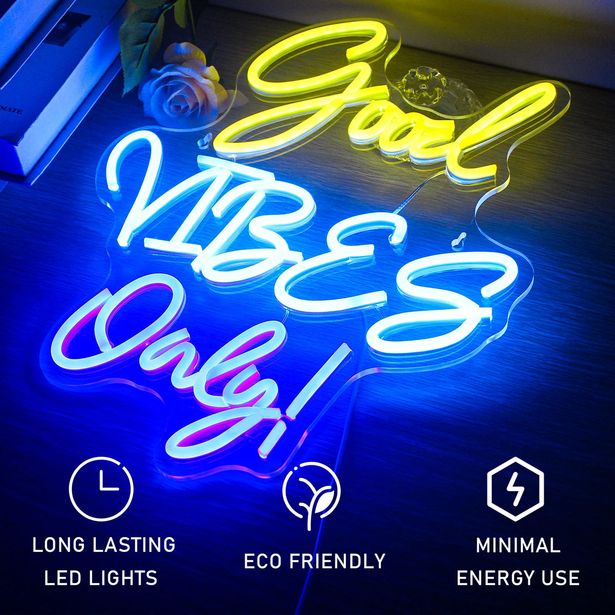 Good Vibes Only – LED-neonkyltti (5 V USB)
