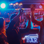 BAR – Lasin täyttävä viinipullo – LED-neonvalomainos (5 V USB)