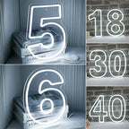 Syntymäpäivänumerot 0–9 – LED-neonkyltti (5 V USB)