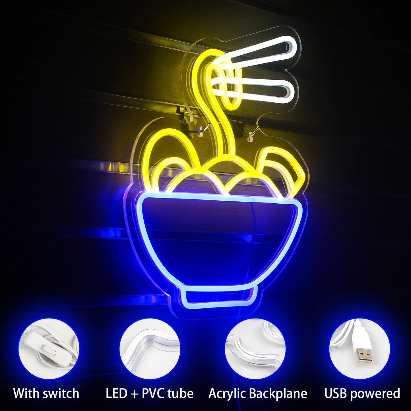 Ramen Japanese Noodles 5V Mini USB LED Neon Sign - Budget Friendly