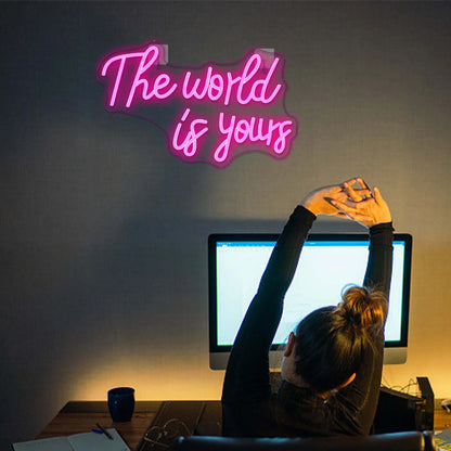 The World Is Yours 5V Mini USB  LED Neon Sign - Budget Friendly