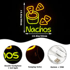 Nachos – Tortillalastut ja dippi – LED-neonvalomainos (5 V USB)