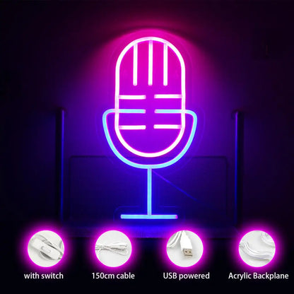 Microphone 5V Mini USB LED Neon Sign - Budget Friendly