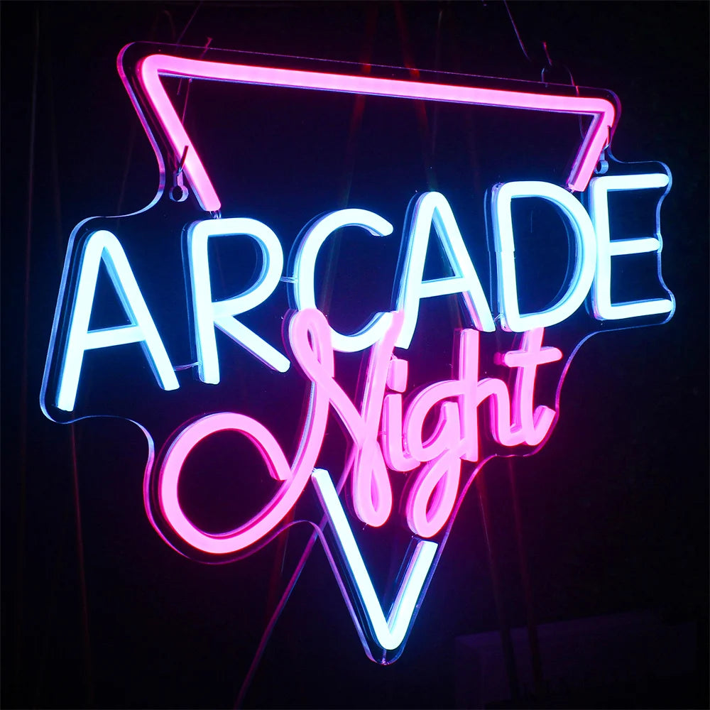 Arcade Night – Kolmiokehys – LED-neonkyltti (5 V USB)