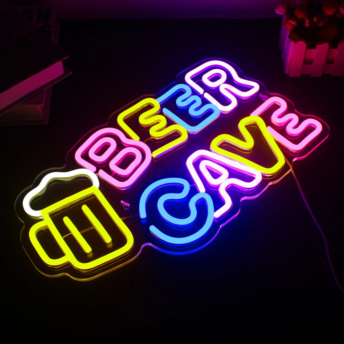 Beer Cave – Oluttuoppi – LED-neonvalomainos (5 V USB)