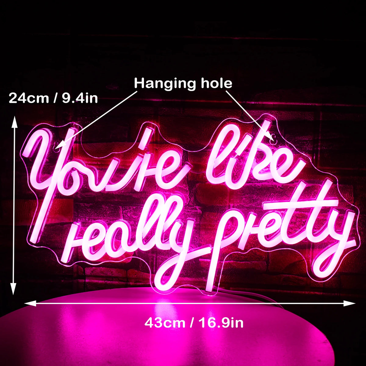 You're Like Really Pretty – LED-neonvalomainos (5 V USB)