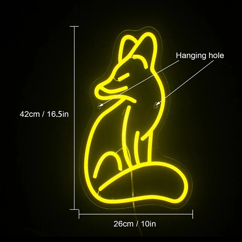 Fox 5V Mini USB  LED Neon Sign - Budget-Friendly