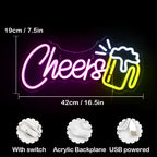 Cheers – Oluttuoppi – LED-neonkyltti (5 V USB)