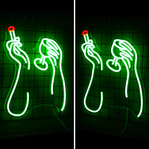 Tupakointi- ja juoma-aihe – LED-neonkyltti (5 V USB)