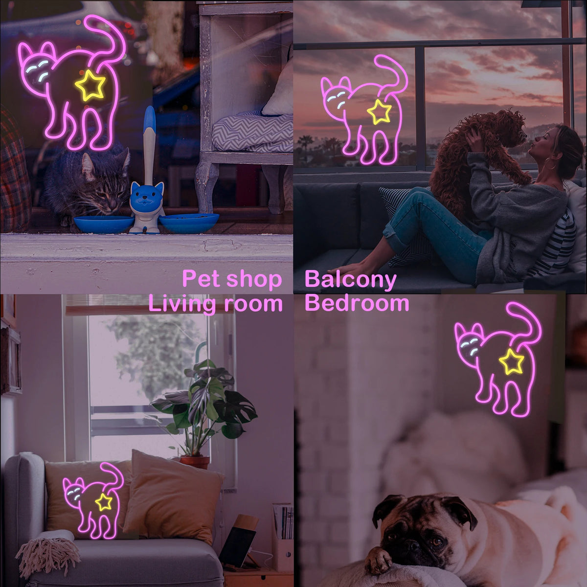 Kissa – LED-neonkyltti (5 V USB)