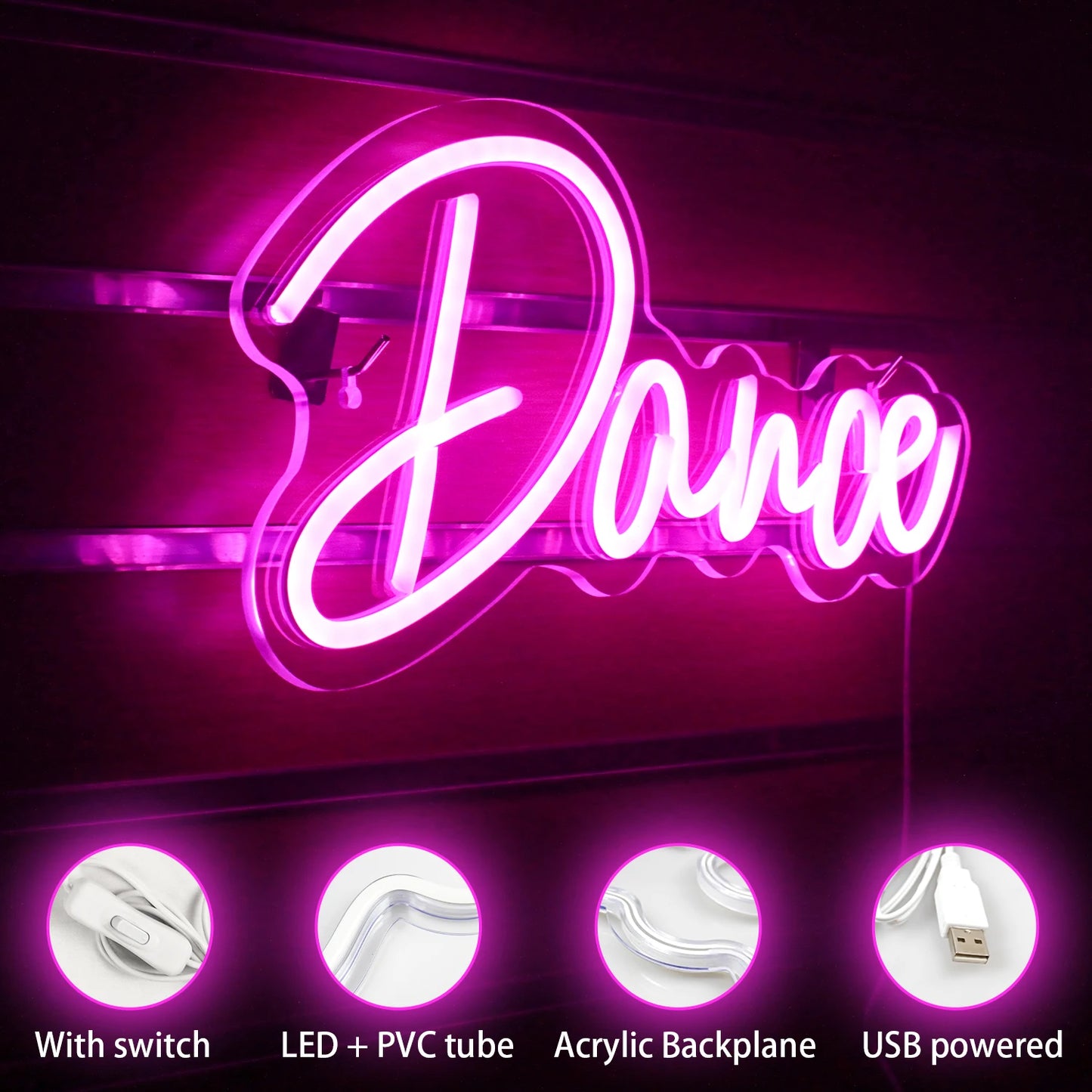 Dance 5V Mini USB LED Neon Sign - Budget Friendly