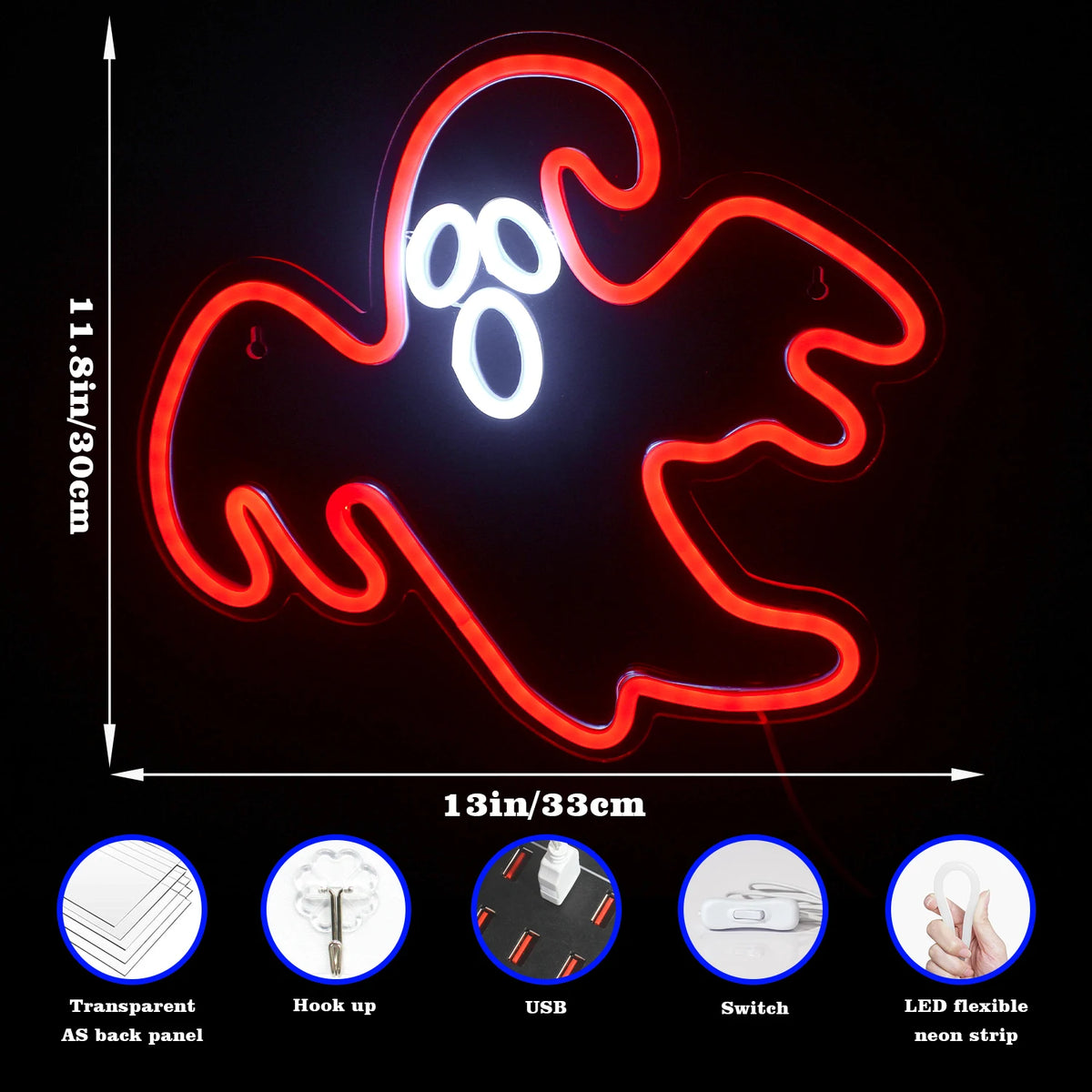 Halloween-aihe – LED-neonkyltti (5 V USB)