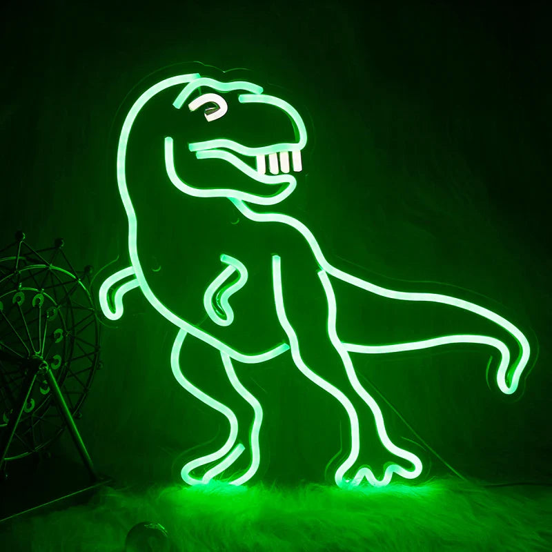 Kuvassa on Funny Dinosaurs -LED-valokyltti.