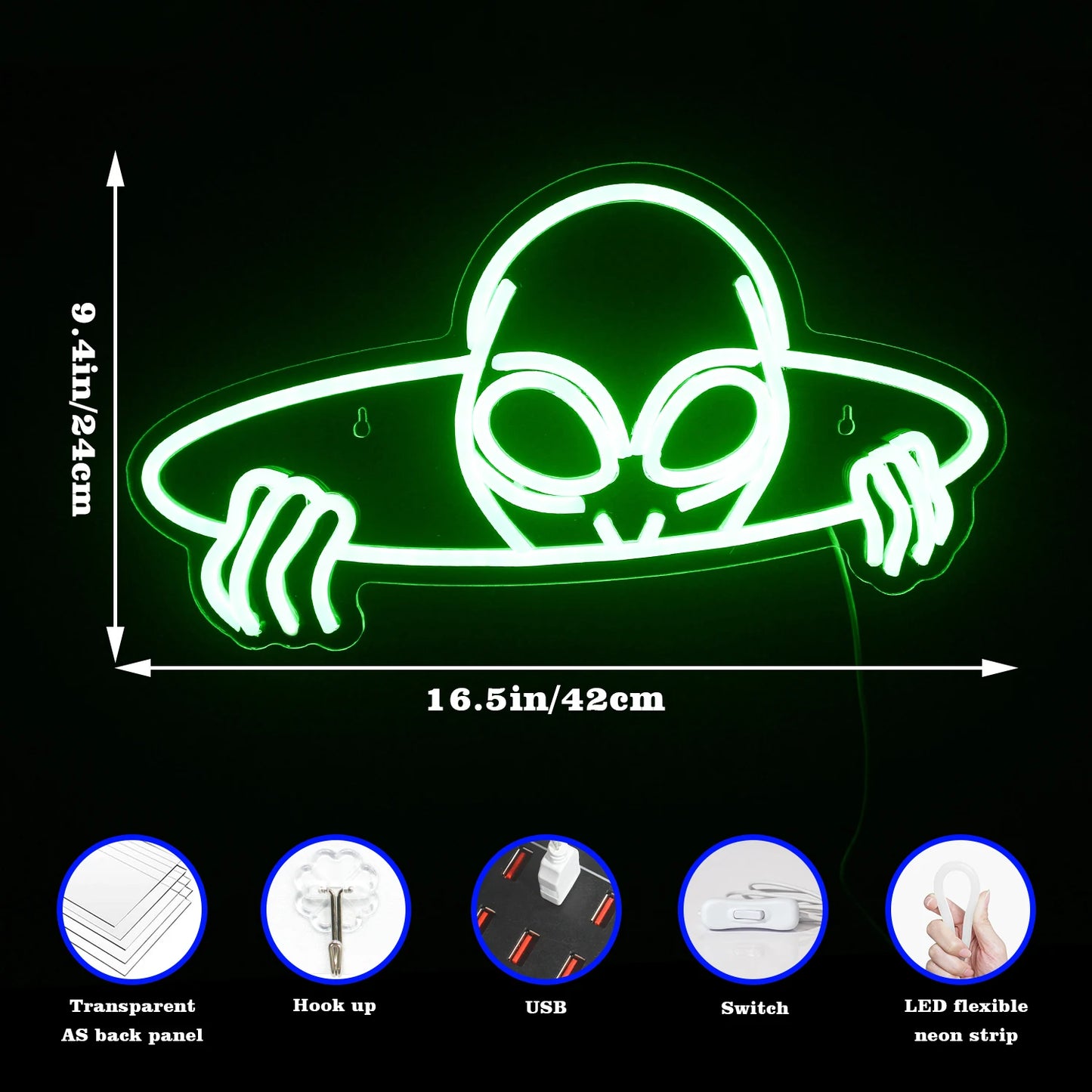 Alien 5V USB LED Neon Sign - Budget Friendly