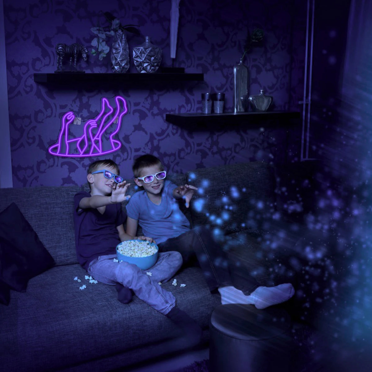 Händer och ben på en fallande figur – LED-neonskylt (5 V USB)