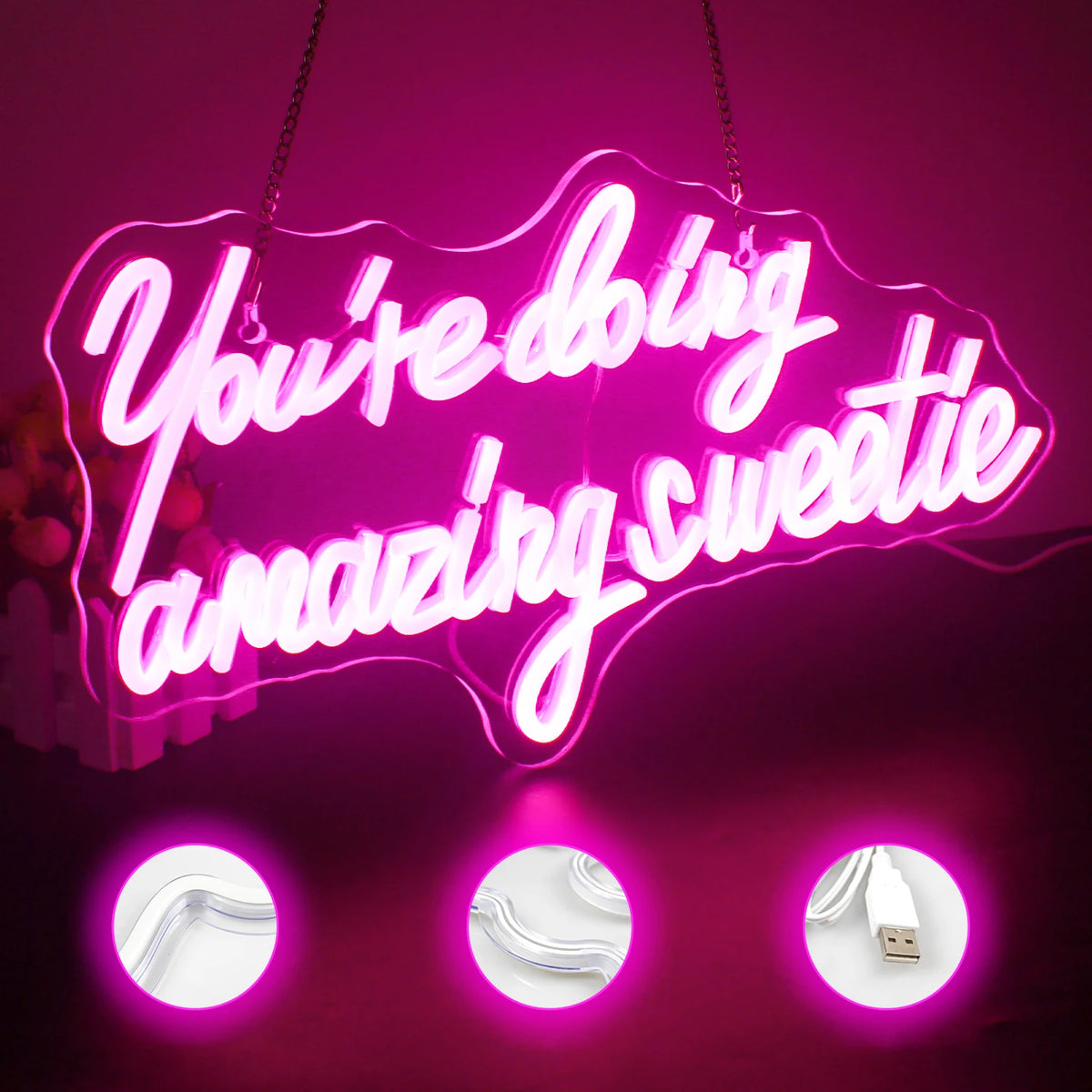 You're Doing Amazing Sweetie – LED-neonkyltti (5 V USB)