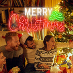 Merry Christmas – Joulukuusi ja tähti – LED-neonkyltti (5 V USB)