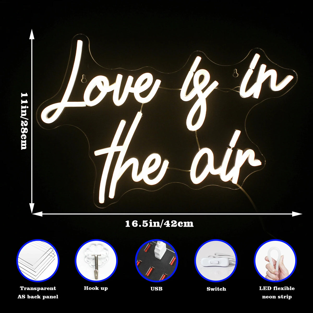 Love is in the air – LED-neonkyltti (5 V USB)