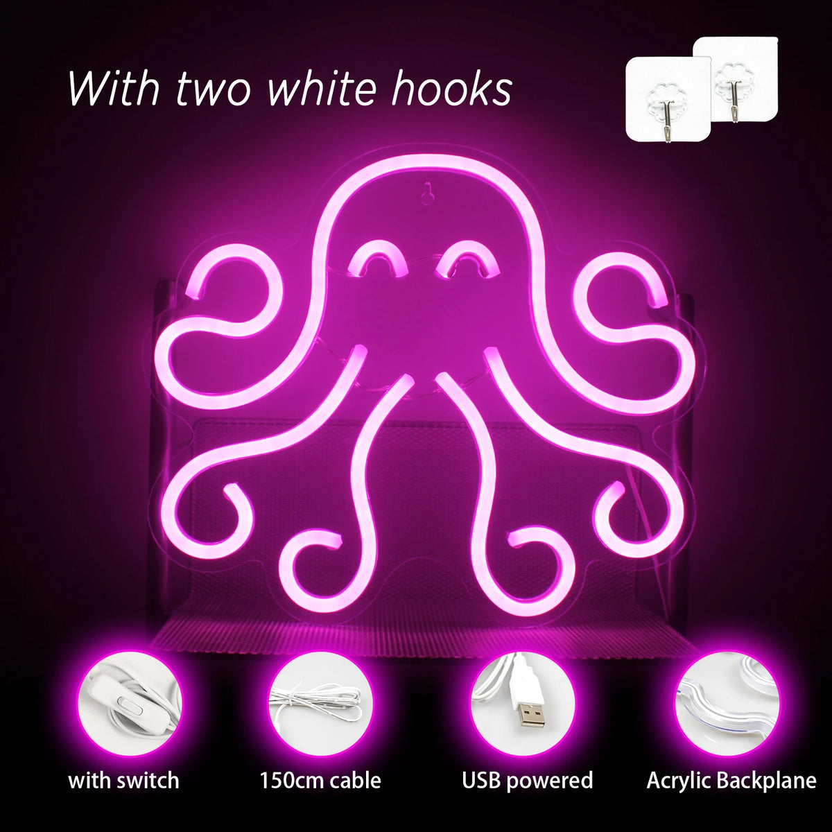 Mustekala – LED-neonkyltti (5 V USB)
