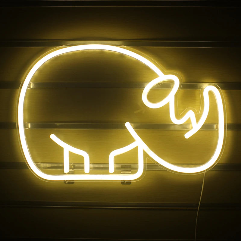 Sarvikuono – LED-neonkyltti (5 V USB)