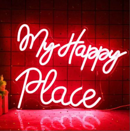 My Happy Place 5V Mini USB LED Neon Sign - Budget Friendly