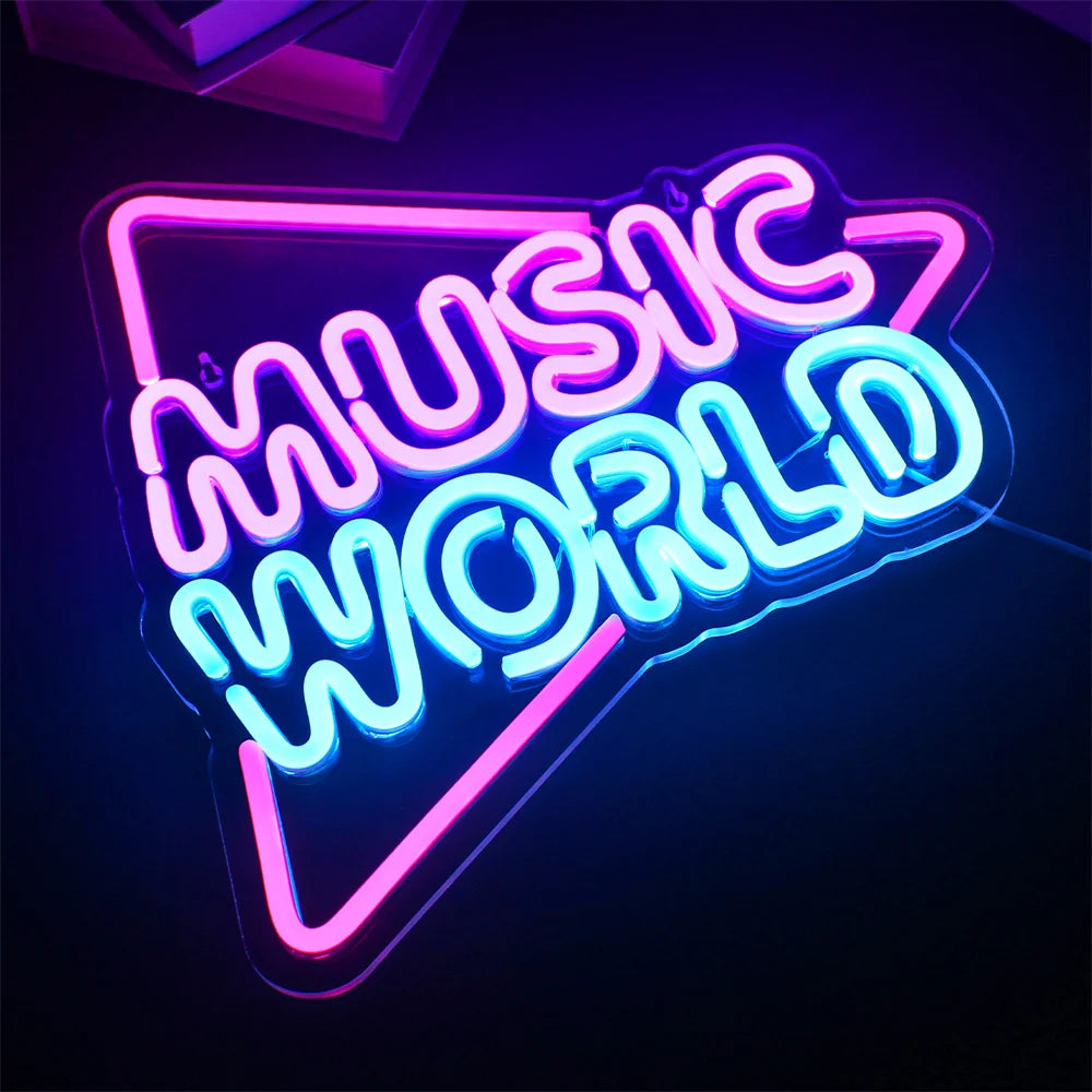 Music World 5V Mini USB  LED Neon Sign - Budget Friendly