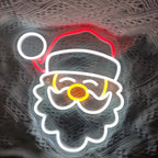 Joulupukin kasvot – LED-neonkyltti (5 V USB)