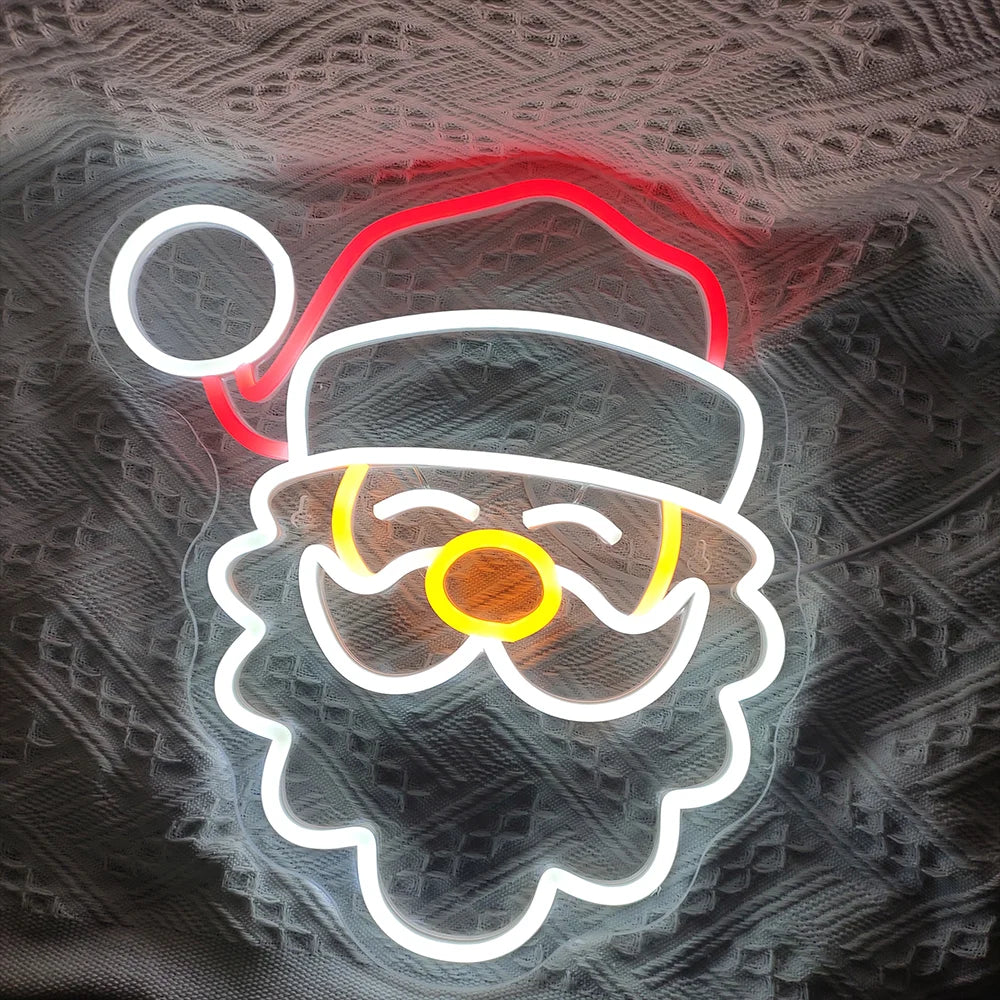 Joulupukin kasvot – LED-neonkyltti (5 V USB)