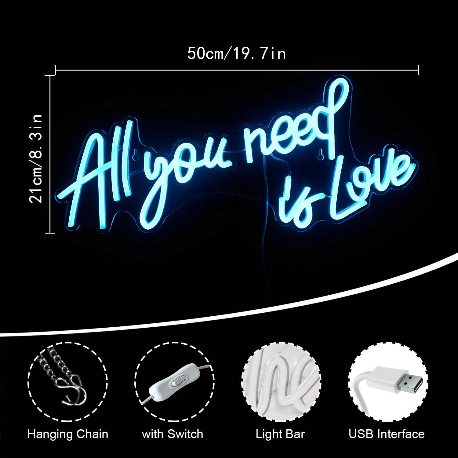 Kaikki mitä tarvitset on rakkaus 5V USB LED Neon Valokyltti - Edullinen