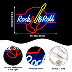 Rock & Roll – Kitara – LED-neonkyltti (5 V USB)