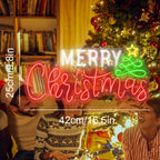 Merry Christmas – Joulukuusi ja tähti – LED-neonkyltti (5 V USB)
