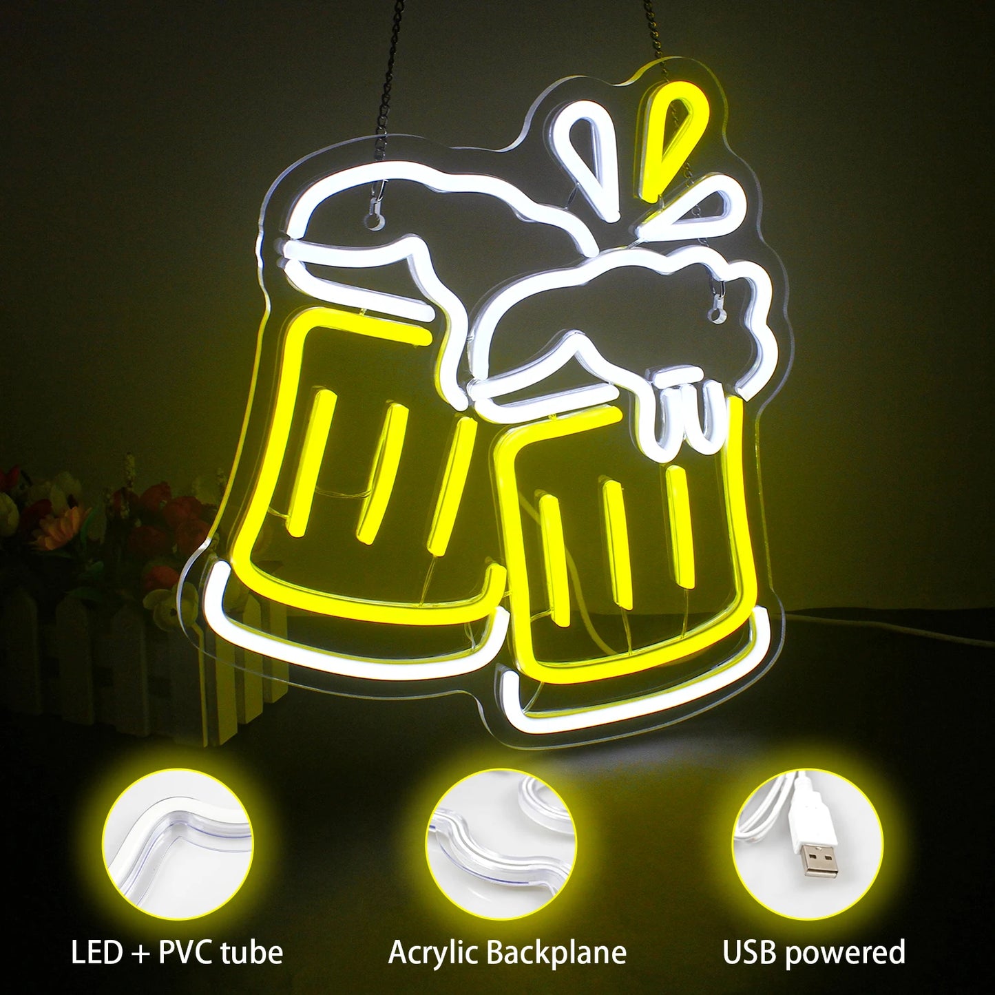 Beer Cheers 5V USB LED Neon Sign - Budget Friendly