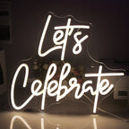 Kuvassa on eloisa "Let's Celebrate" LED-valokuva.
