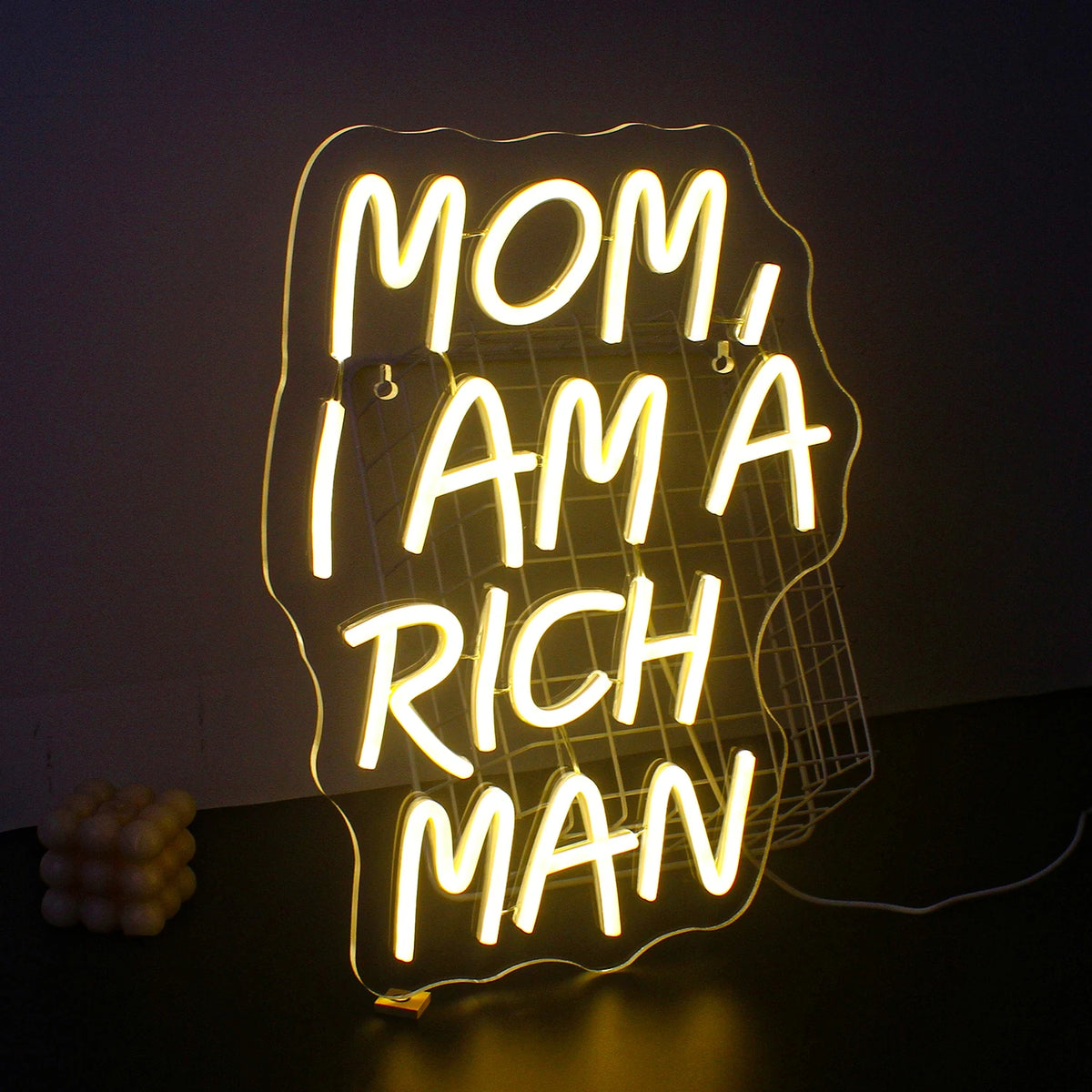 Mom I Am A Rich Man 5V USB LED Neon Sign - Budget Friendly