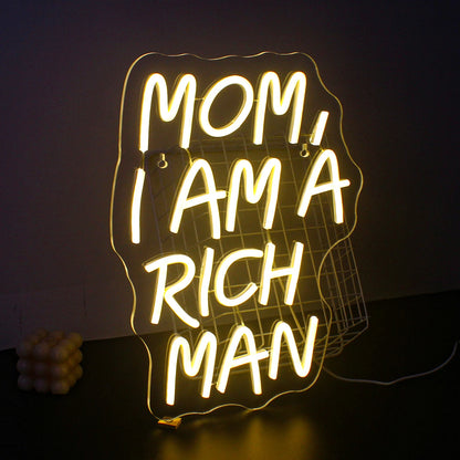 Mom I Am A Rich Man 5V Mini USB LED Neon Sign - Budget Friendly