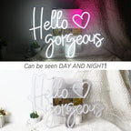 Hello Gorgeous – Sydän – LED-neonvalomainos (5 V USB)