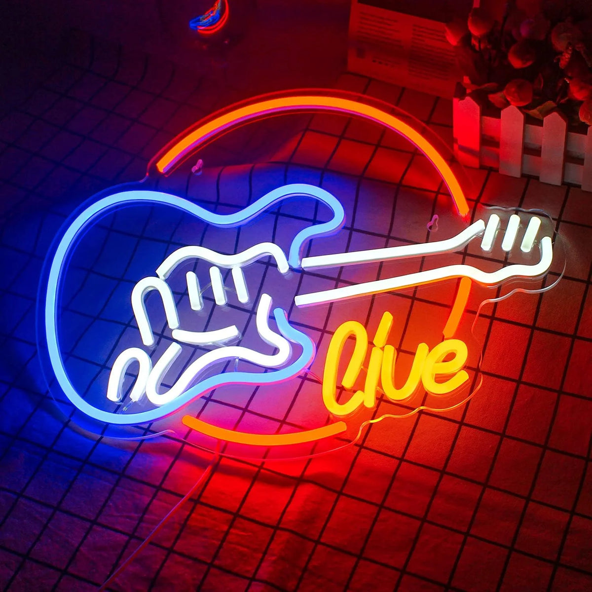 Live – Sähkökitara – LED-neonkyltti (5 V USB)