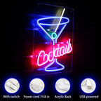 Cocktails – Martini-lasi – LED-neonvalomainos (5 V USB)