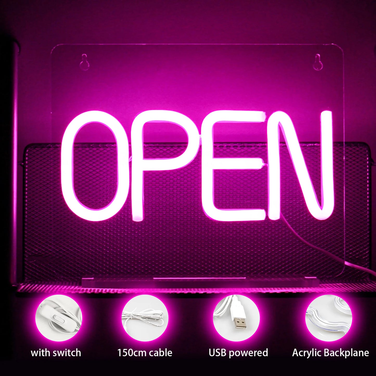 Open 5V Mini USB LED Neon Sign - Budget Friendly